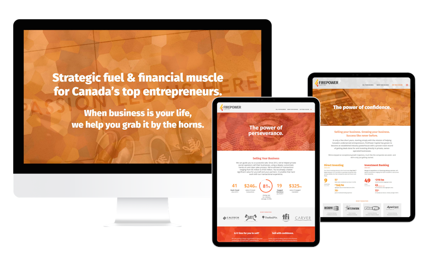 Views of the FirePower Capital website on multiple screen sizes